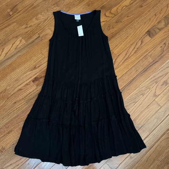 Violet Weekend Floral Eyelet Embroidered Midi Tiered Dress Black Size S - Picture 2 of 7